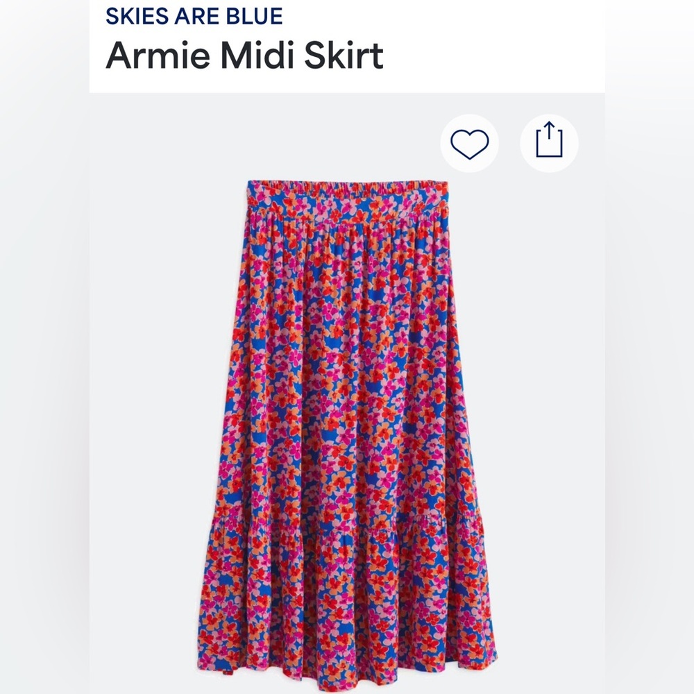 Skies Are Blue Red and Pink Floral Midi Skirt